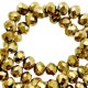 Faceted glass beads 3x2mm disc Crystal dorado gold metallic